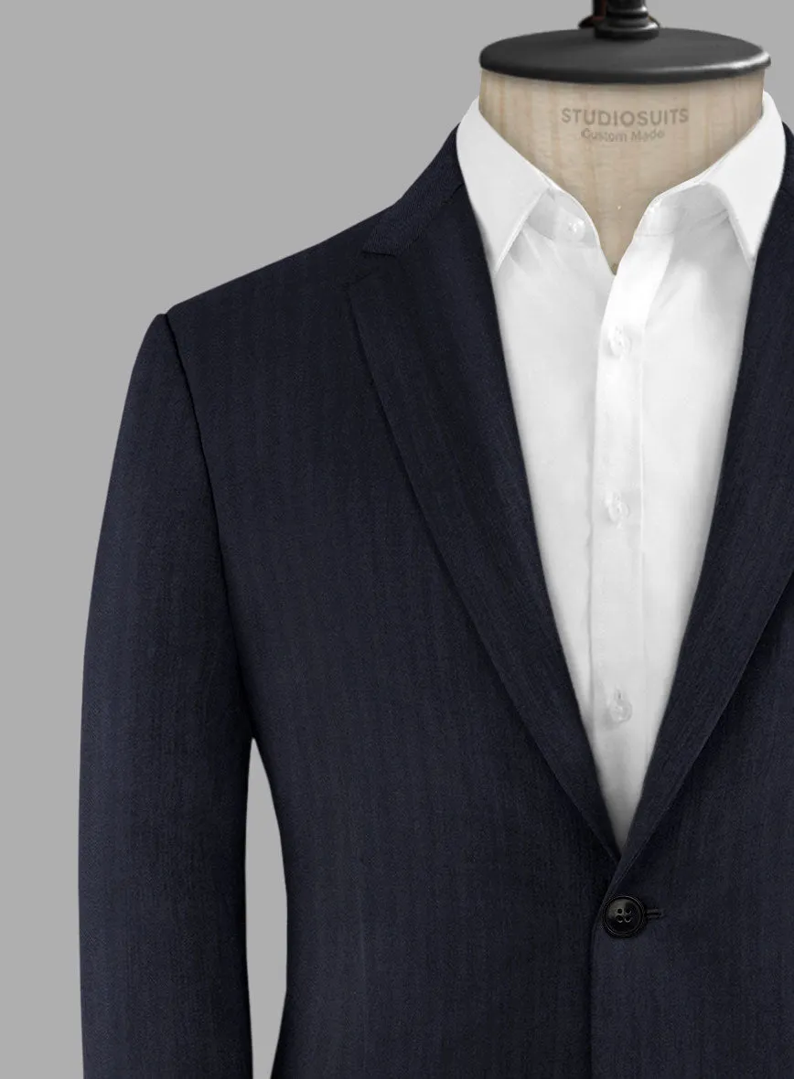 Hardy Minnis Navy Blue Herringbone Wool Jacket