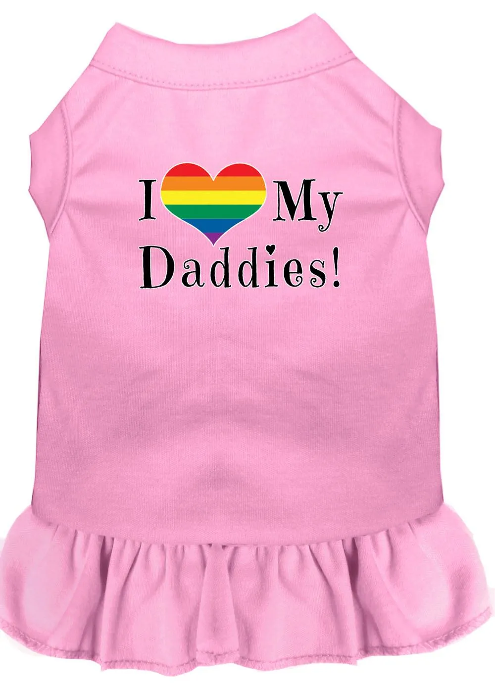 I Heart My Daddies Screen Print Dog Dress Light Pink Med