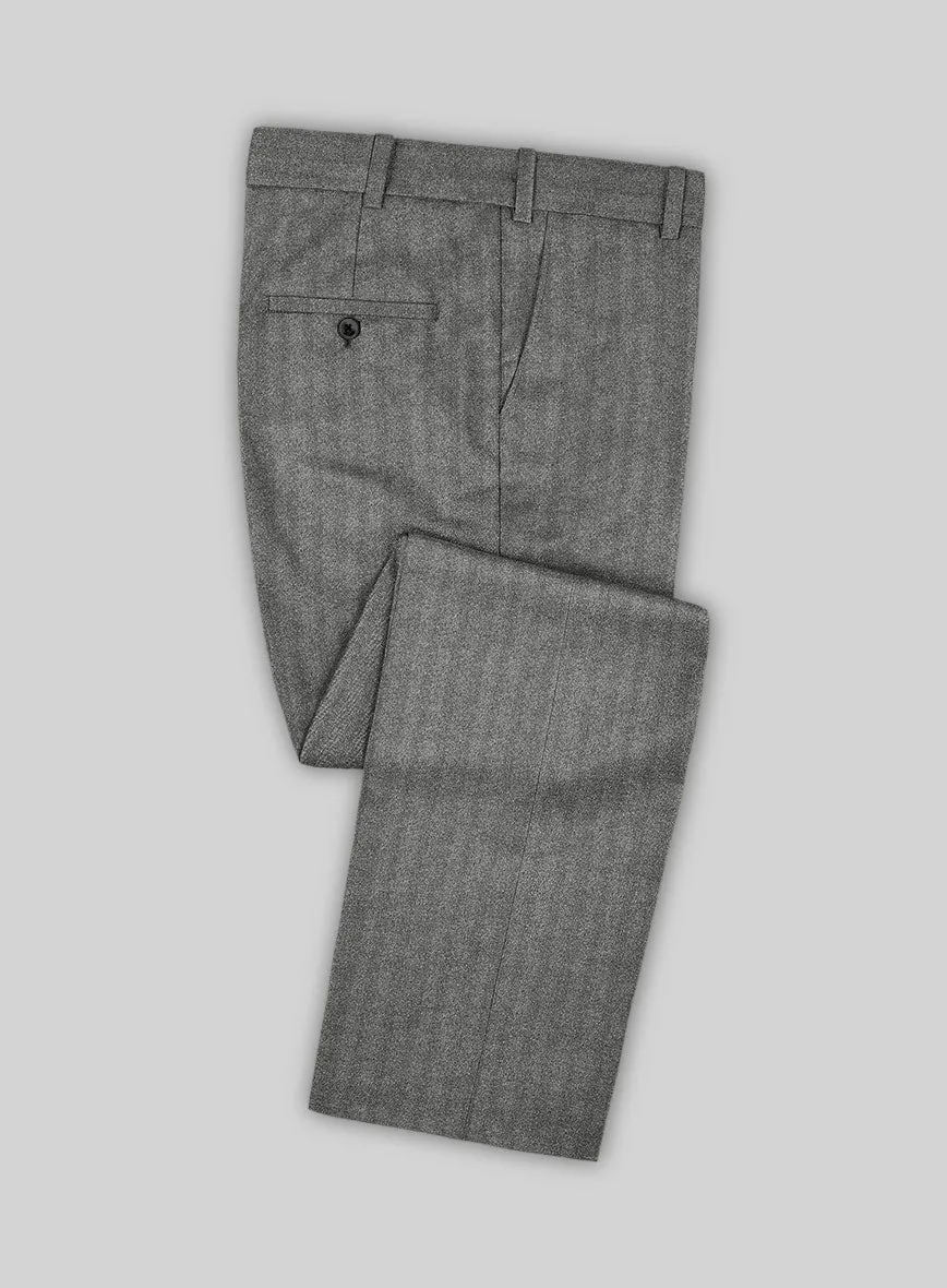 Italian Gray Herringbone Flannel Suit