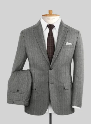 Italian Gray Herringbone Flannel Suit