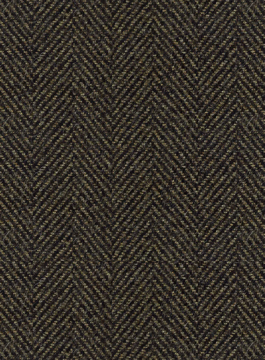 Italian Highlander Army Green Herringbone Tweed Suit