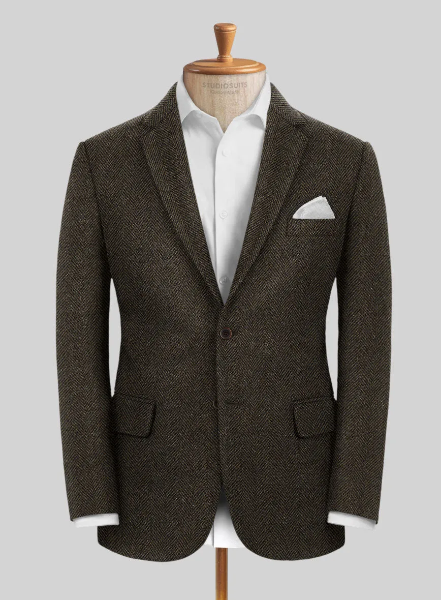 Italian Highlander Army Green Herringbone Tweed Suit