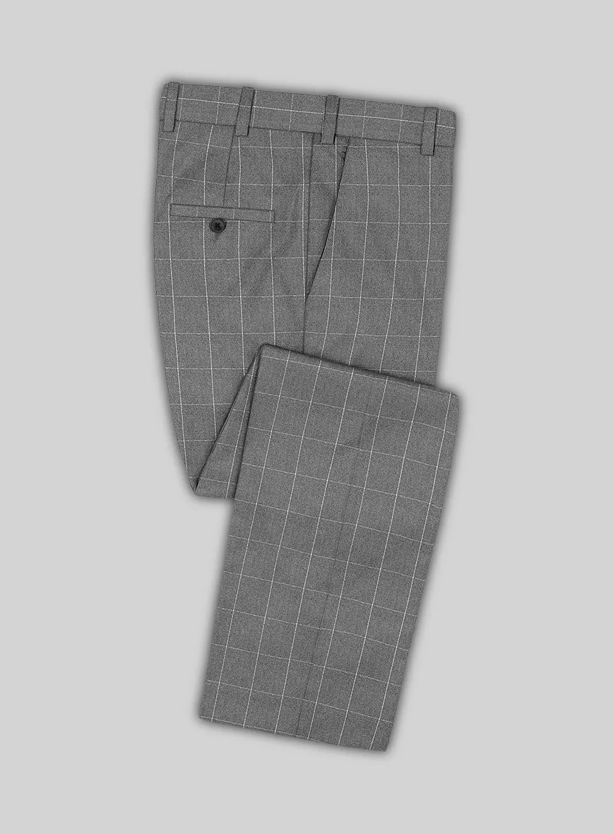 Italian Zergi Gray Windowpane Flannel Suit