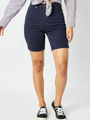 Judy Blue Tummy Control Navy Blue Bermuda Shorts