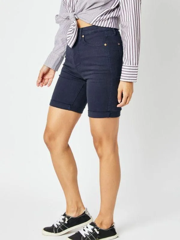 Judy Blue Tummy Control Navy Blue Bermuda Shorts