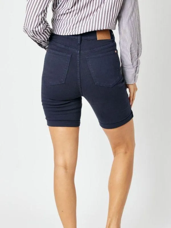 Judy Blue Tummy Control Navy Blue Bermuda Shorts