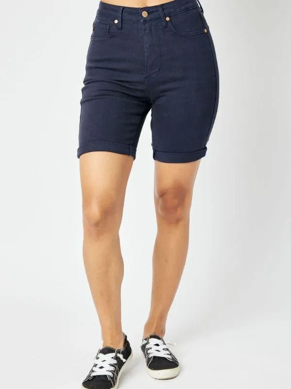 Judy Blue Tummy Control Navy Blue Bermuda Shorts