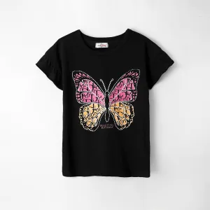 Kids Soft Cotton Butter Fly Graphic T-Shirt