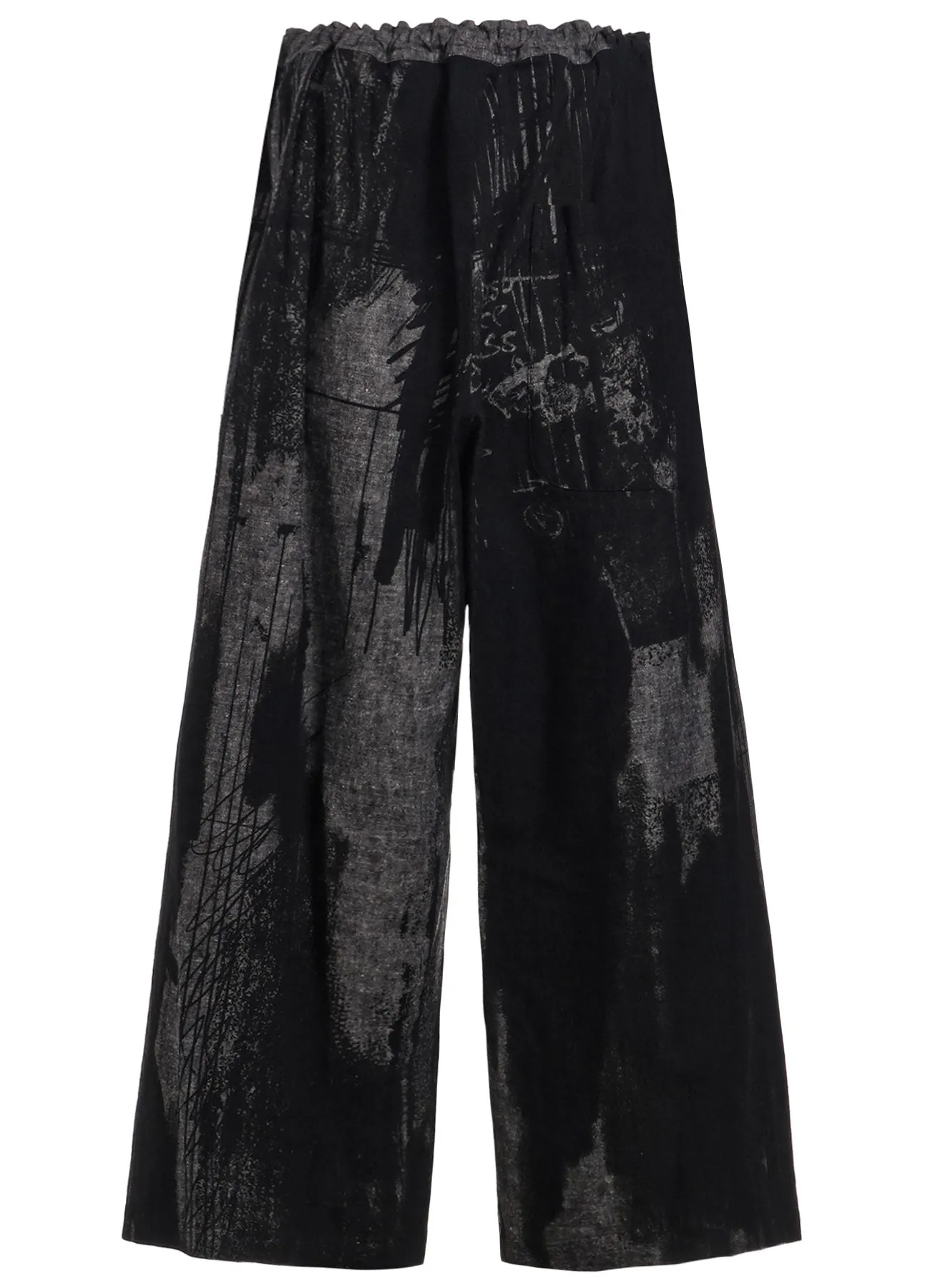 L/C CHAMBRAY LOGO SCRIBBLE PT FRONT TUCK WIDE PANTS