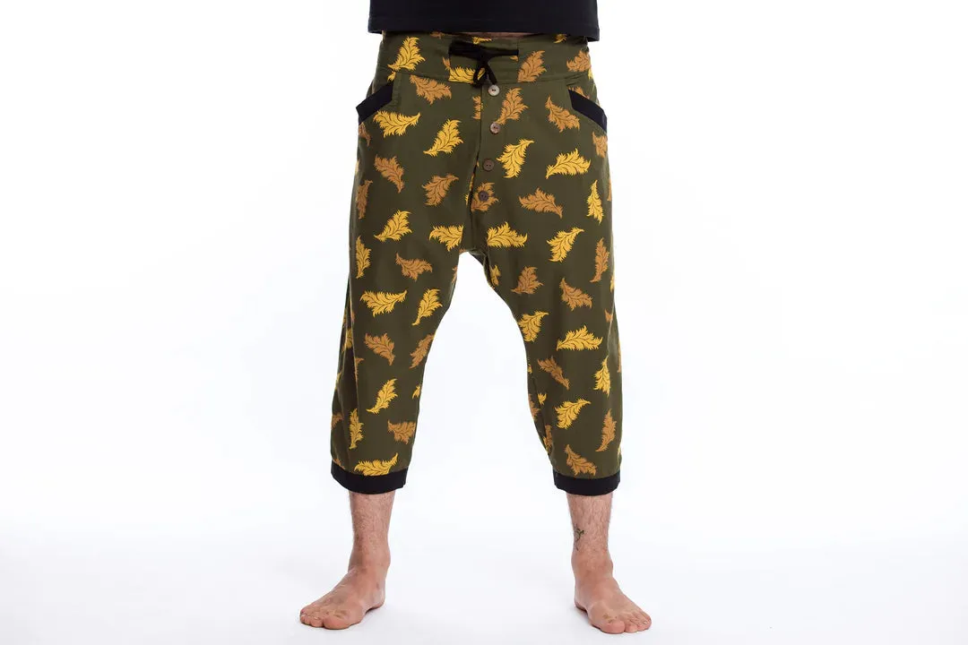 Leaves Harem Pant with Faux Buttons in Green, Thailand