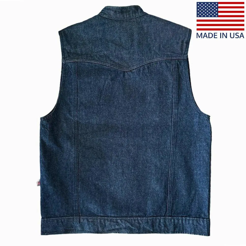 Legendary 'Ole Blue' Men's Blue Denim Motorcycle Vest