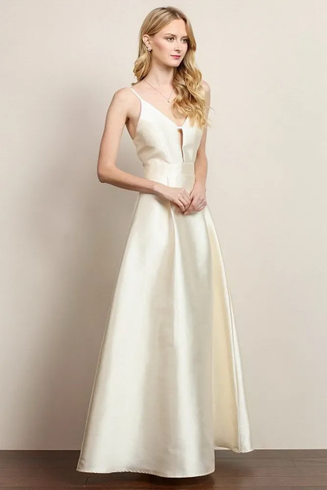 Light Gold Flare Evening Dress