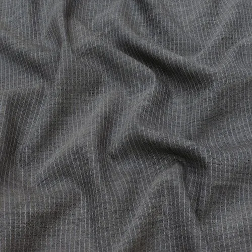 Light Gray/White Wool Blend Pinstripe Shirting Woven Fabric