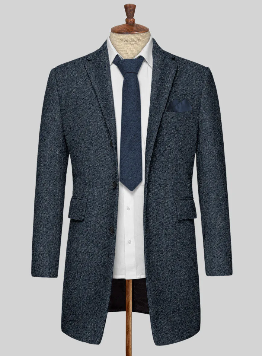 Light Weight Bond Blue Tweed Overcoat