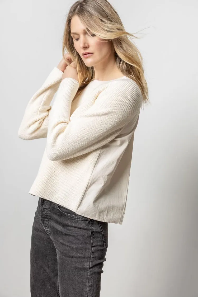 LILLA P- Mixed Media Raglan Sweater Cream