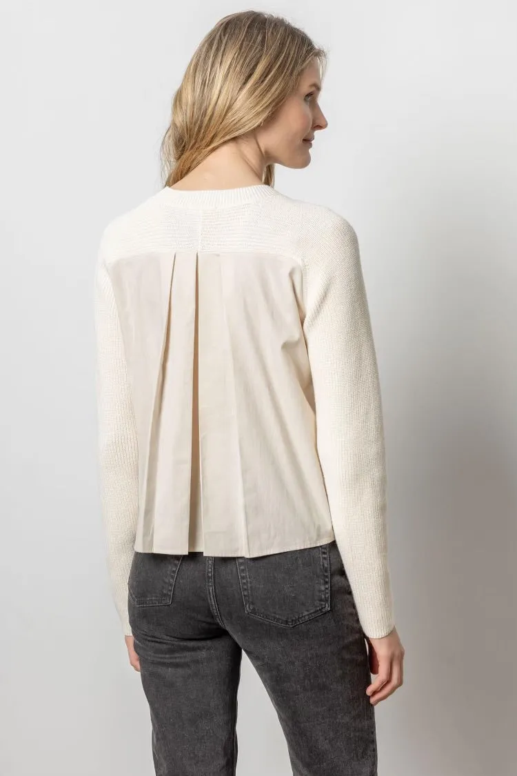 LILLA P- Mixed Media Raglan Sweater Cream