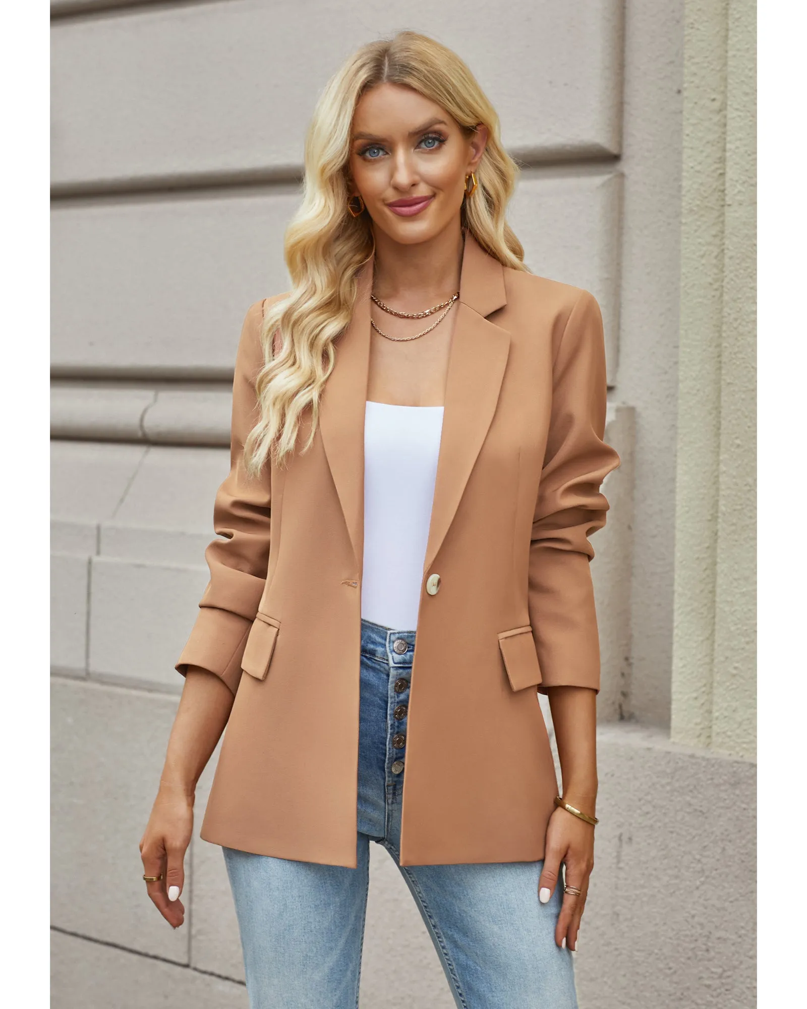 luvamia Blazers for Women Business Casual Long Sleeves Work Professional Suits Dressy Jackets with Pocket Office Outfits