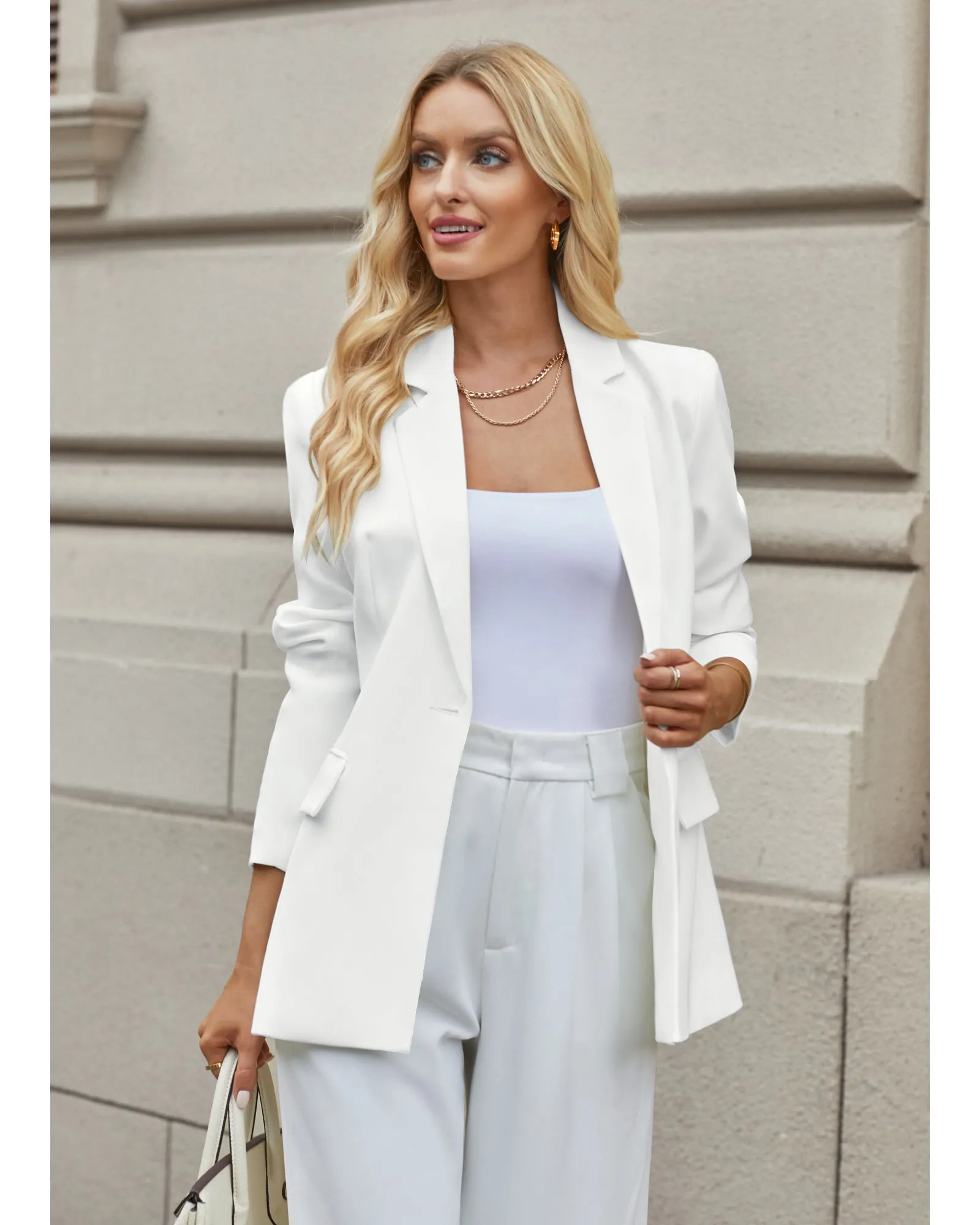 luvamia Blazers for Women Business Casual Long Sleeves Work Professional Suits Dressy Jackets with Pocket Office Outfits