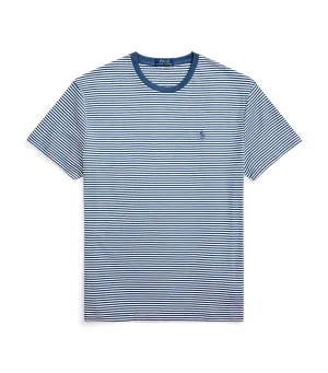 Men's Classic Fit Striped Soft Cotton T-Shirt Clancy Blue/White