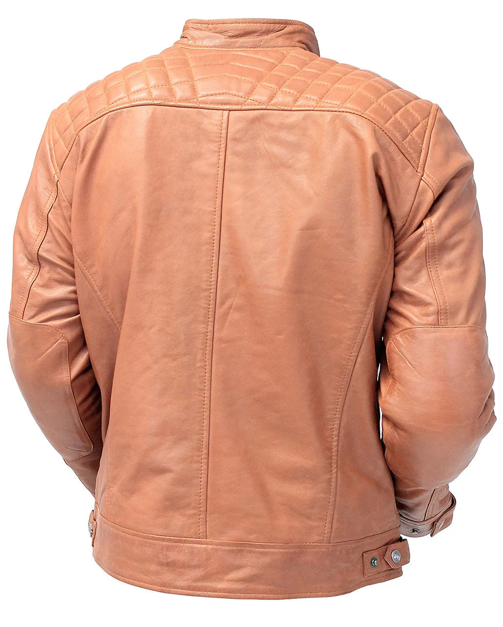 Men's Cognac Lambskin Leather Jacket with Quilting #MA5502QT