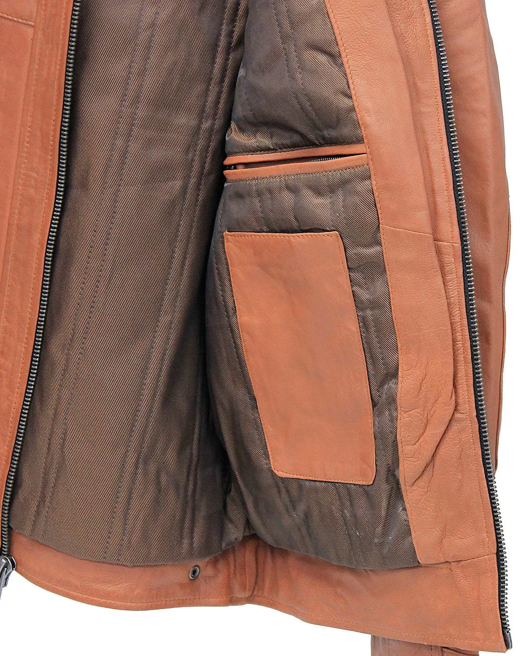 Men's Cognac Lambskin Leather Jacket with Quilting #MA5502QT