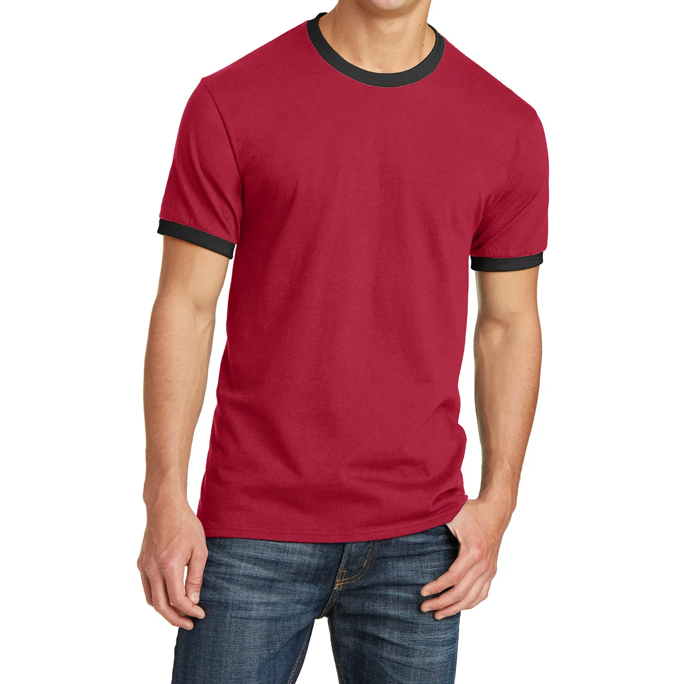 Men's Short Sleeve Core Cotton Soft Classic Ringer Tee