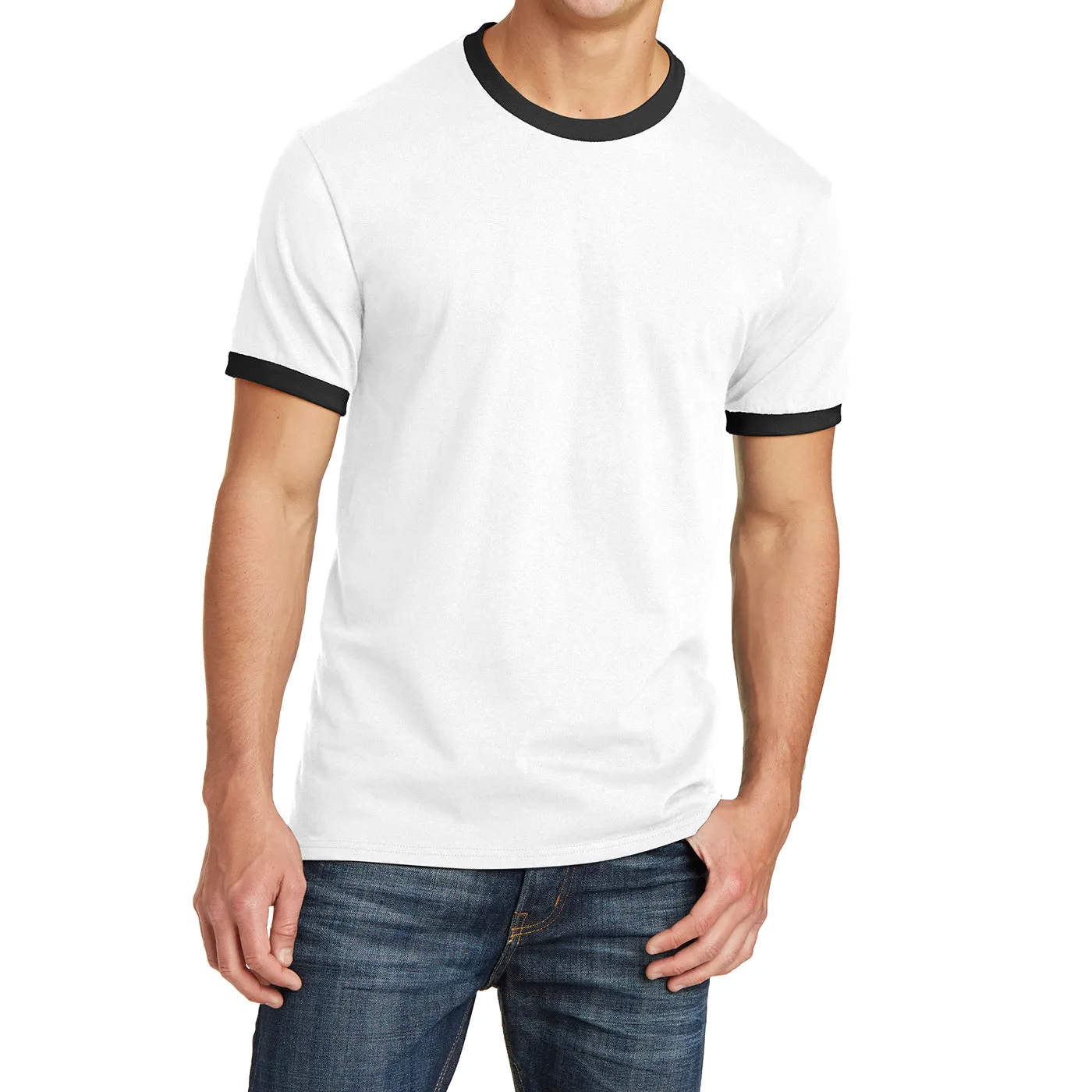 Men's Short Sleeve Core Cotton Soft Classic Ringer Tee