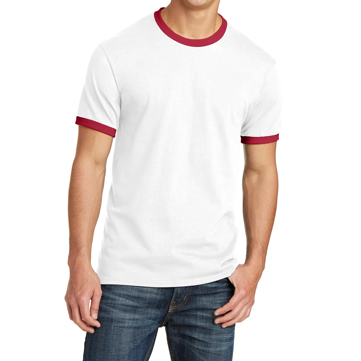 Men's Short Sleeve Core Cotton Soft Classic Ringer Tee