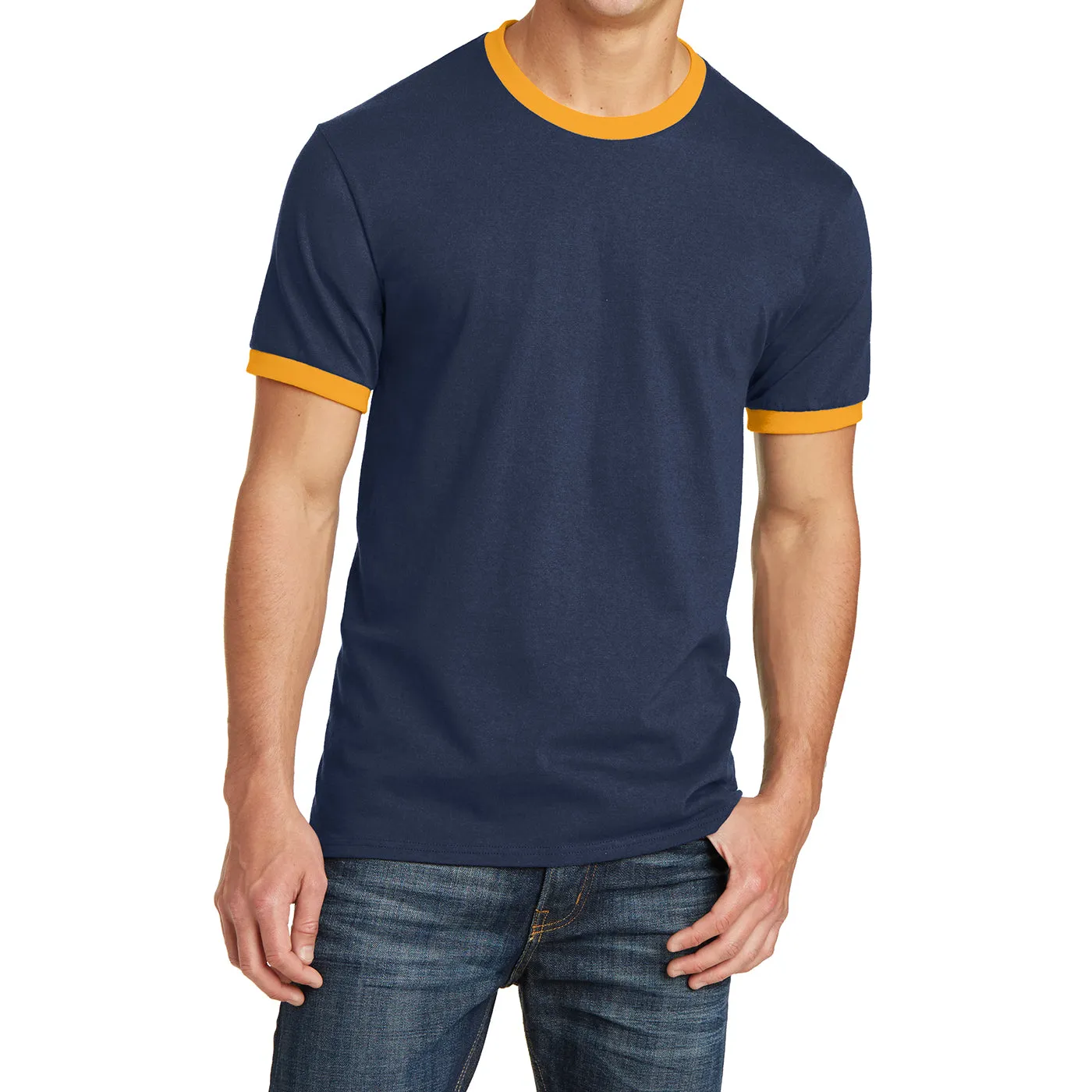 Men's Short Sleeve Core Cotton Soft Classic Ringer Tee