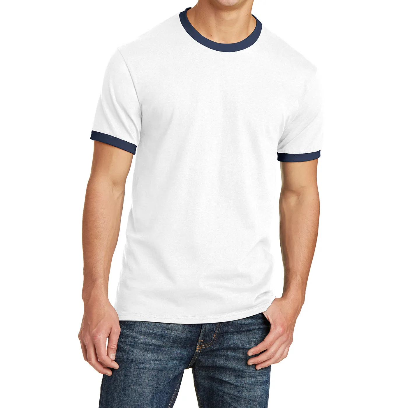 Men's Short Sleeve Core Cotton Soft Classic Ringer Tee