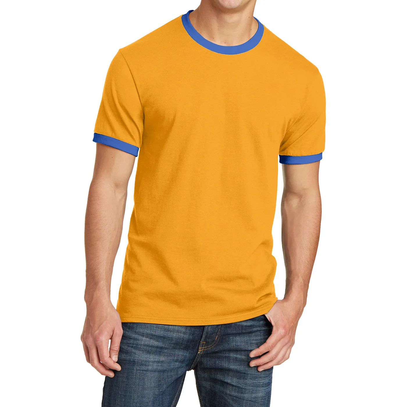 Men's Short Sleeve Core Cotton Soft Classic Ringer Tee