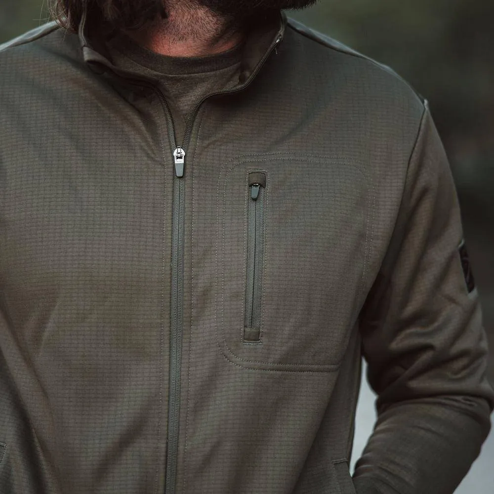 Men's Waffle Top Full-Zip Jacket - Military Green