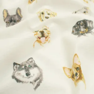 Multi Dogs on White Printed Flannelette Design-10