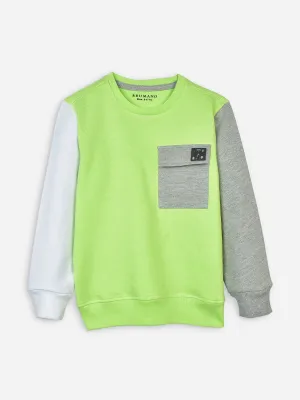 Neon Green Sweatshirt With Contrasting Sleeves