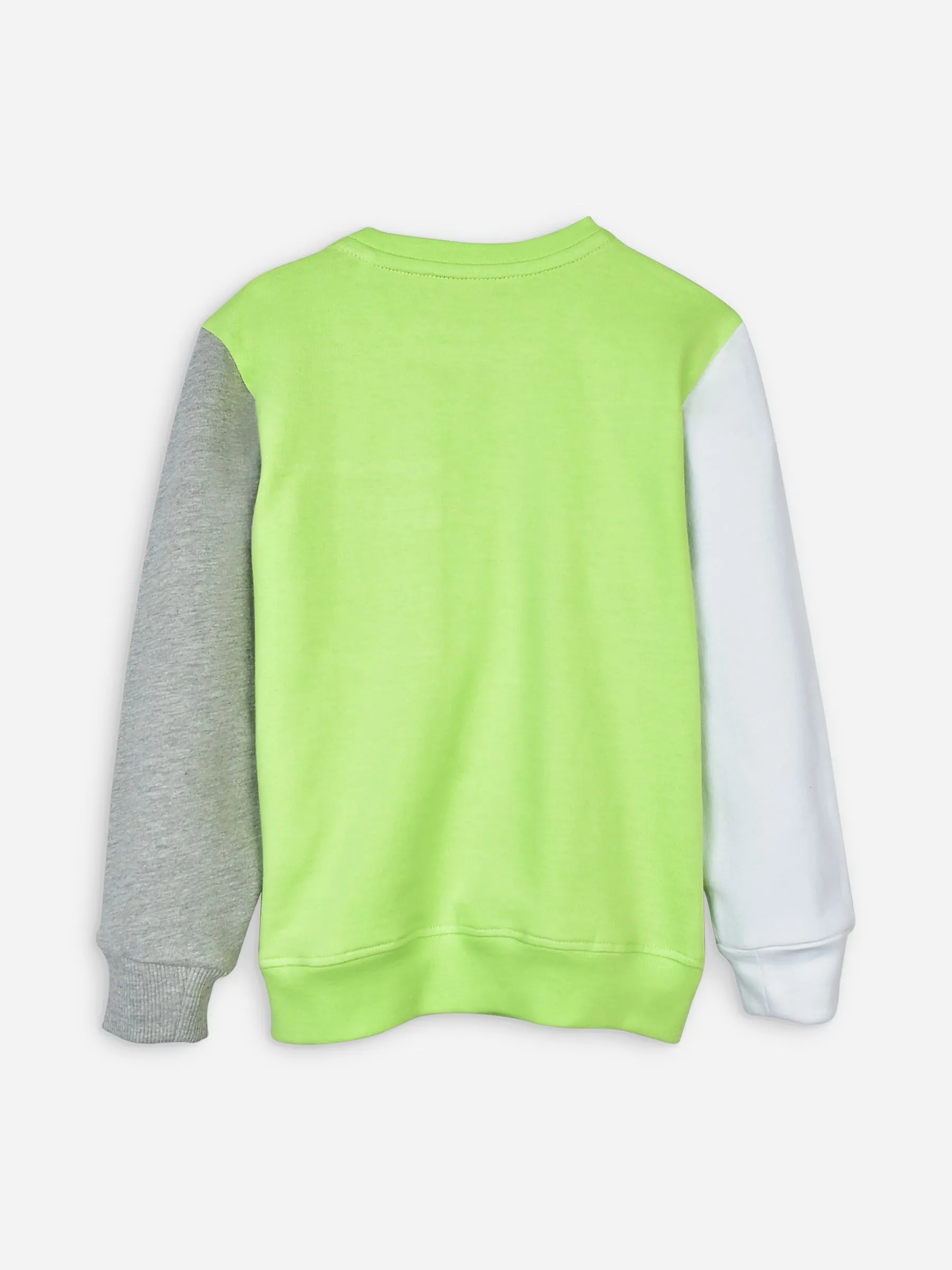 Neon Green Sweatshirt With Contrasting Sleeves