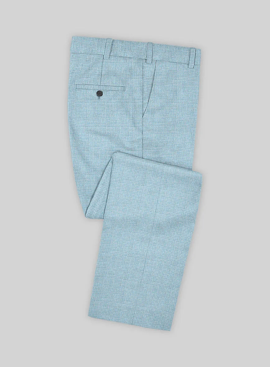 Noble Martina Blue Wool Silk Linen Suit