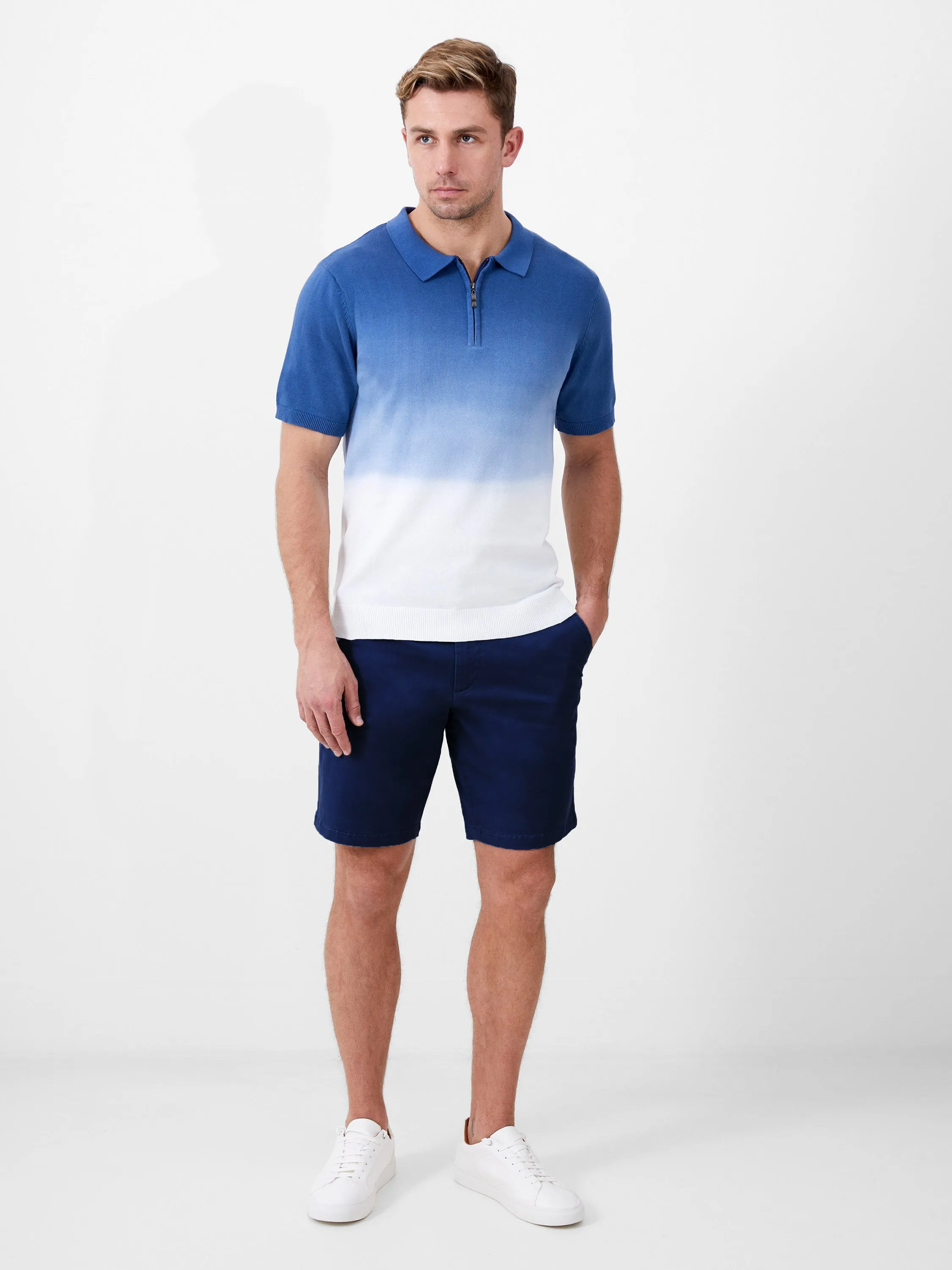 Ombre Half Zip Polo Shirt