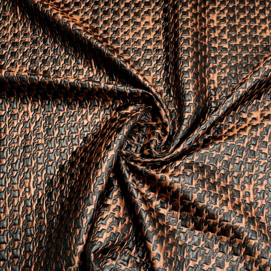 Orange & Black Houndstooth Brocade