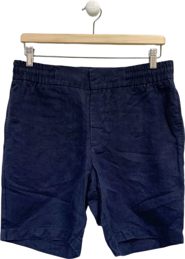 Orlebar Brown Navy Blue Linen Shorts W32