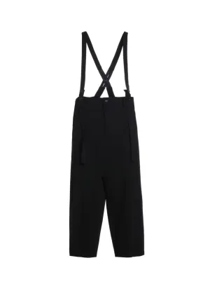 PE/RAYON GABARDINE STRETCH SUSPENDER PANTS WITH HEM BUTTON DETAIL