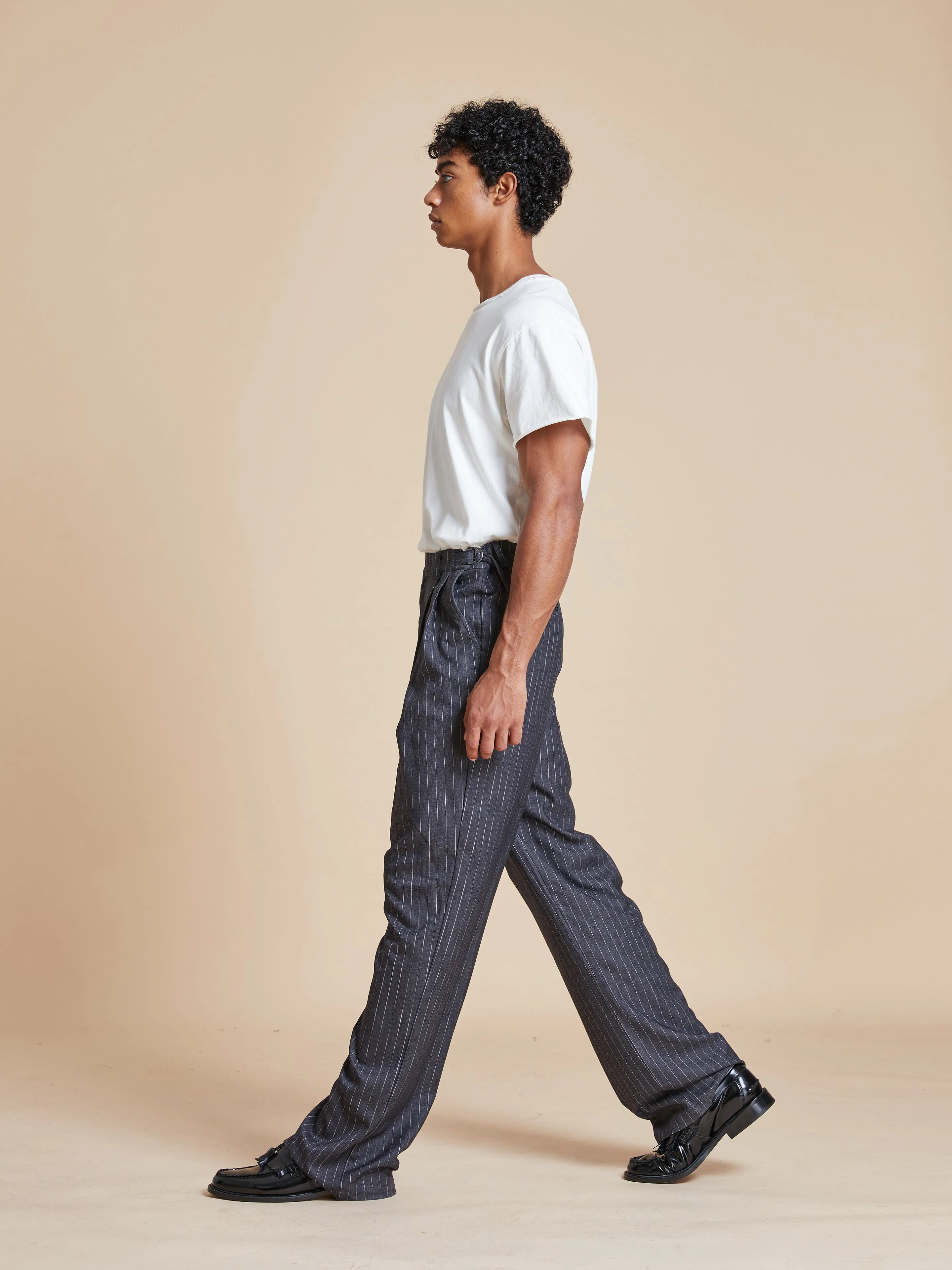 Pinstripe Pleated Trousers