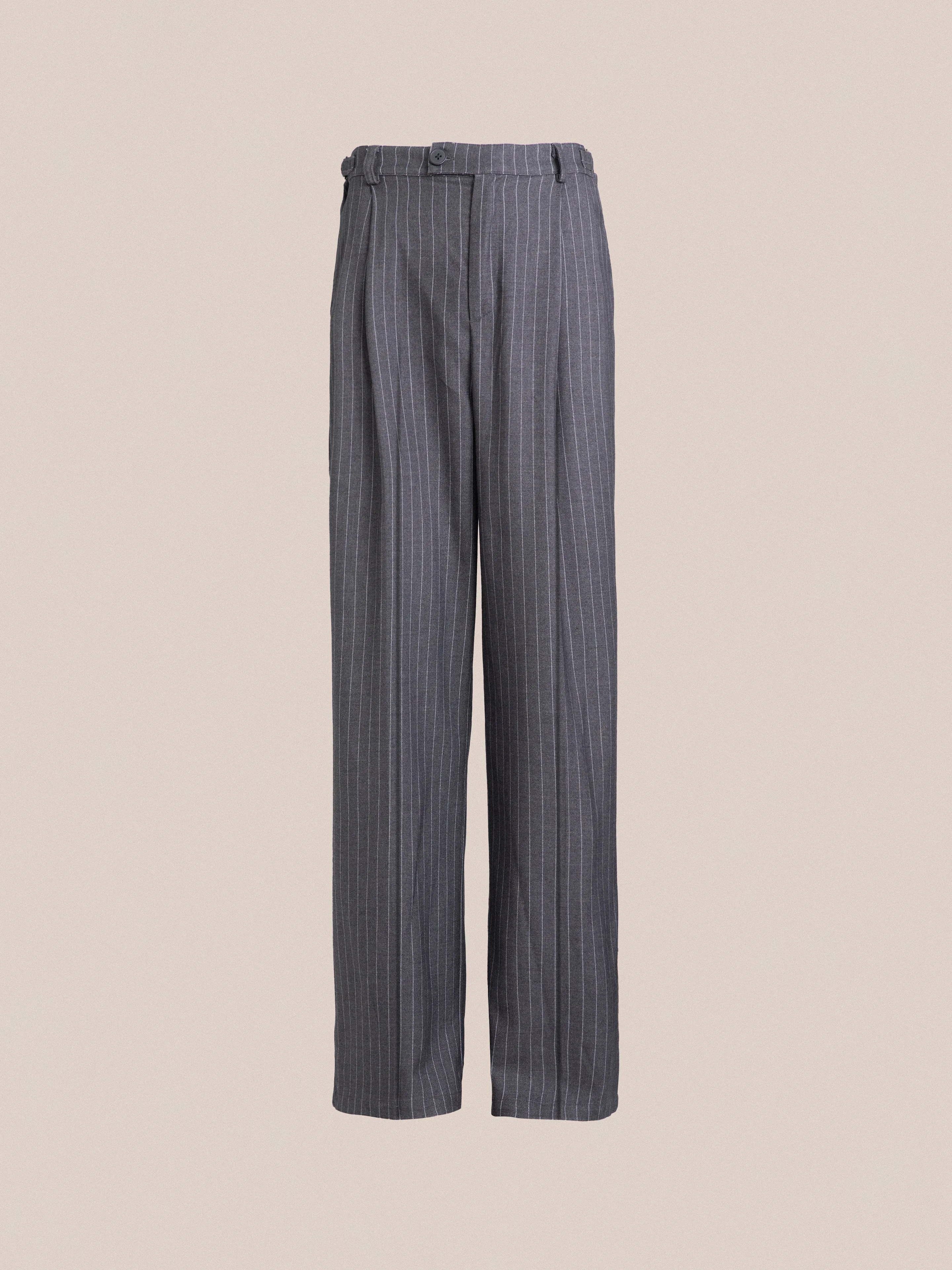 Pinstripe Pleated Trousers