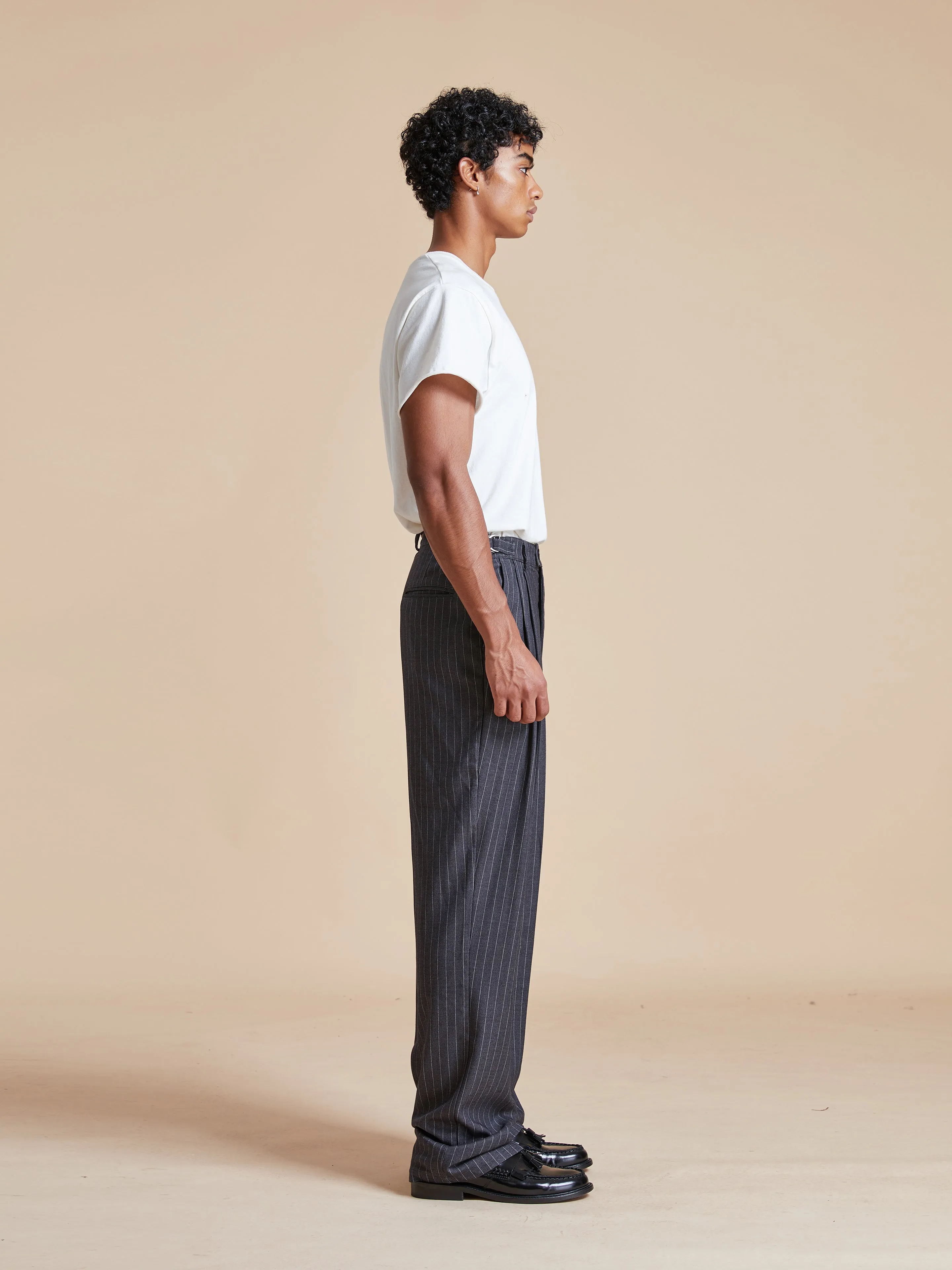 Pinstripe Pleated Trousers