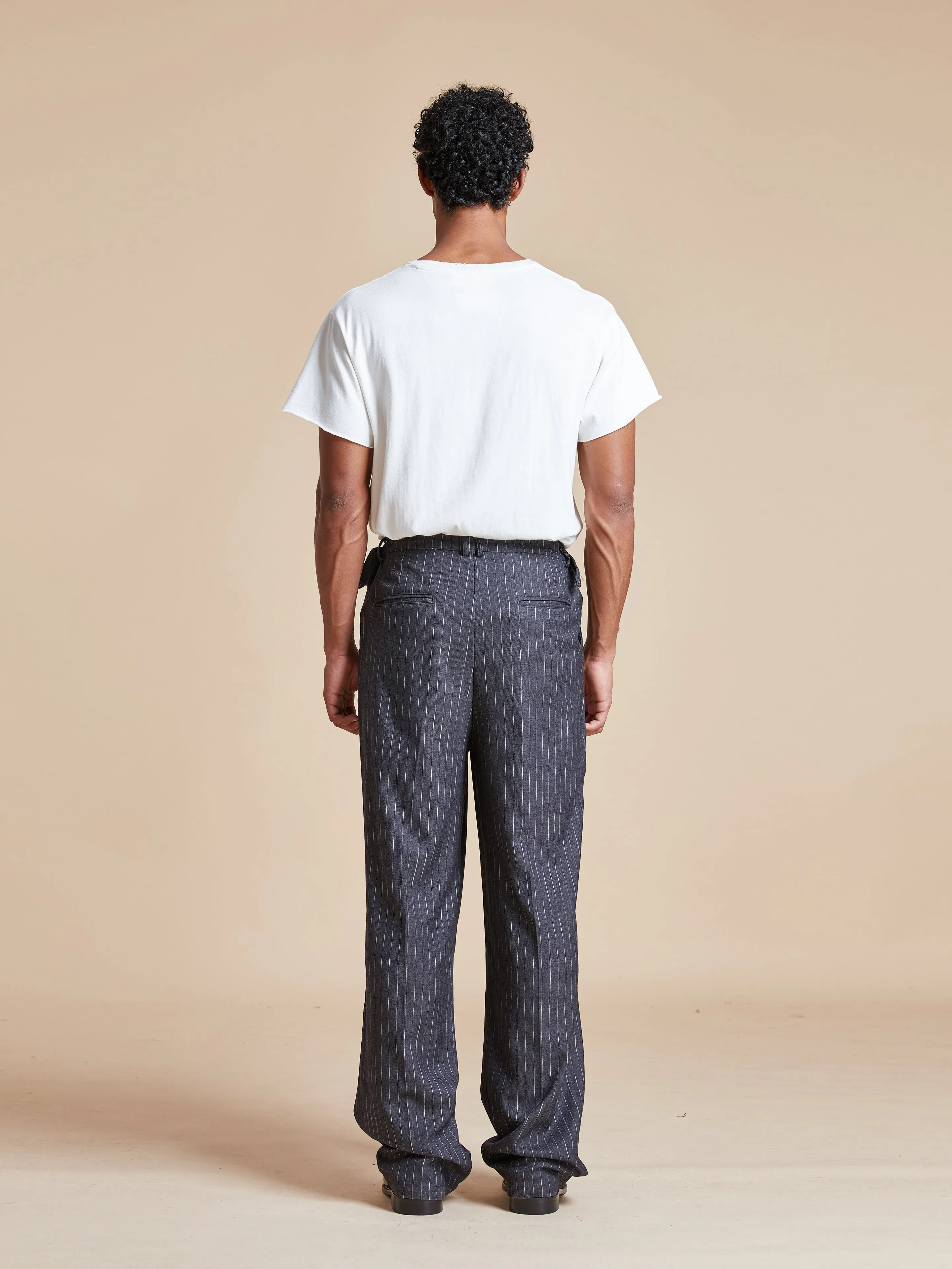 Pinstripe Pleated Trousers