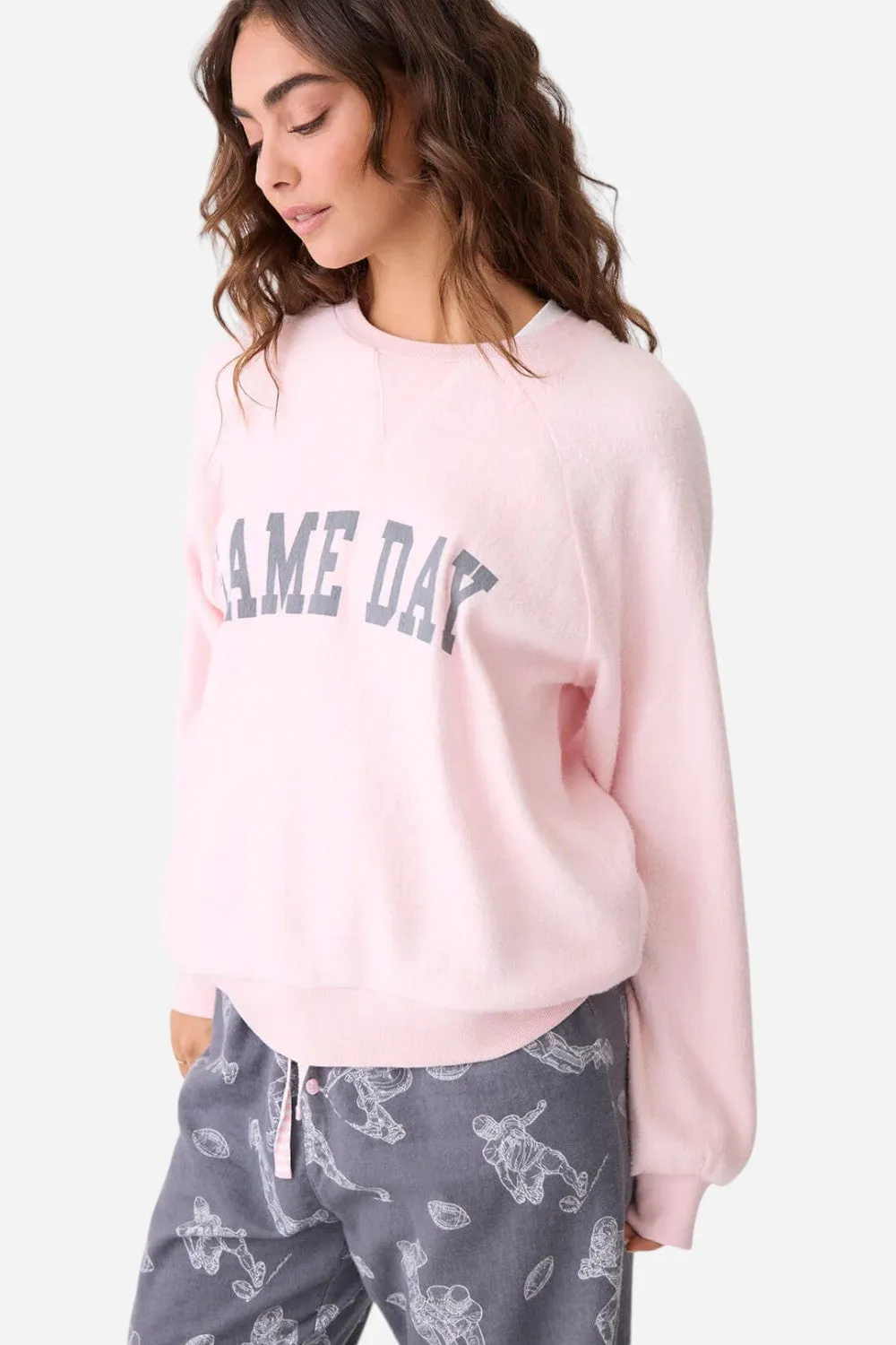 PJ Salvage Long Sleeve Game Day Sweater in Blush