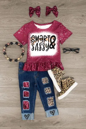 "Smart & Sassy" Sequin Denim Pant Set