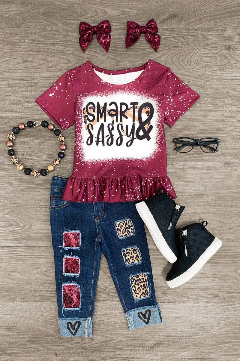 "Smart & Sassy" Sequin Denim Pant Set