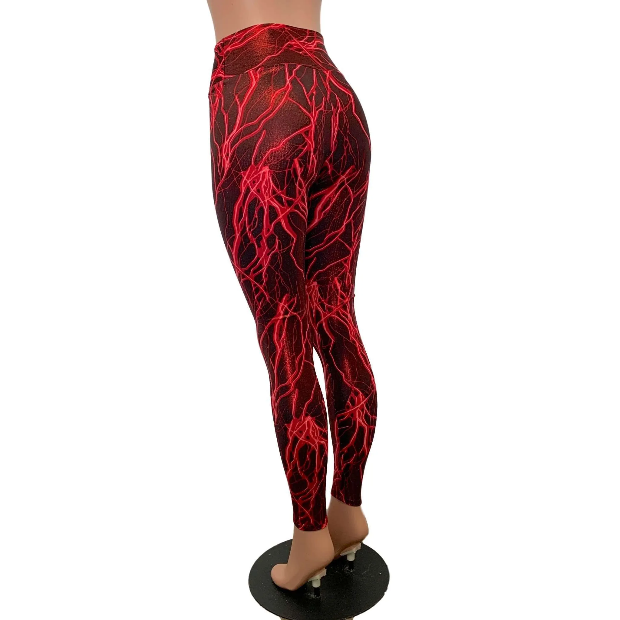 Red Lightning High Waist Leggings