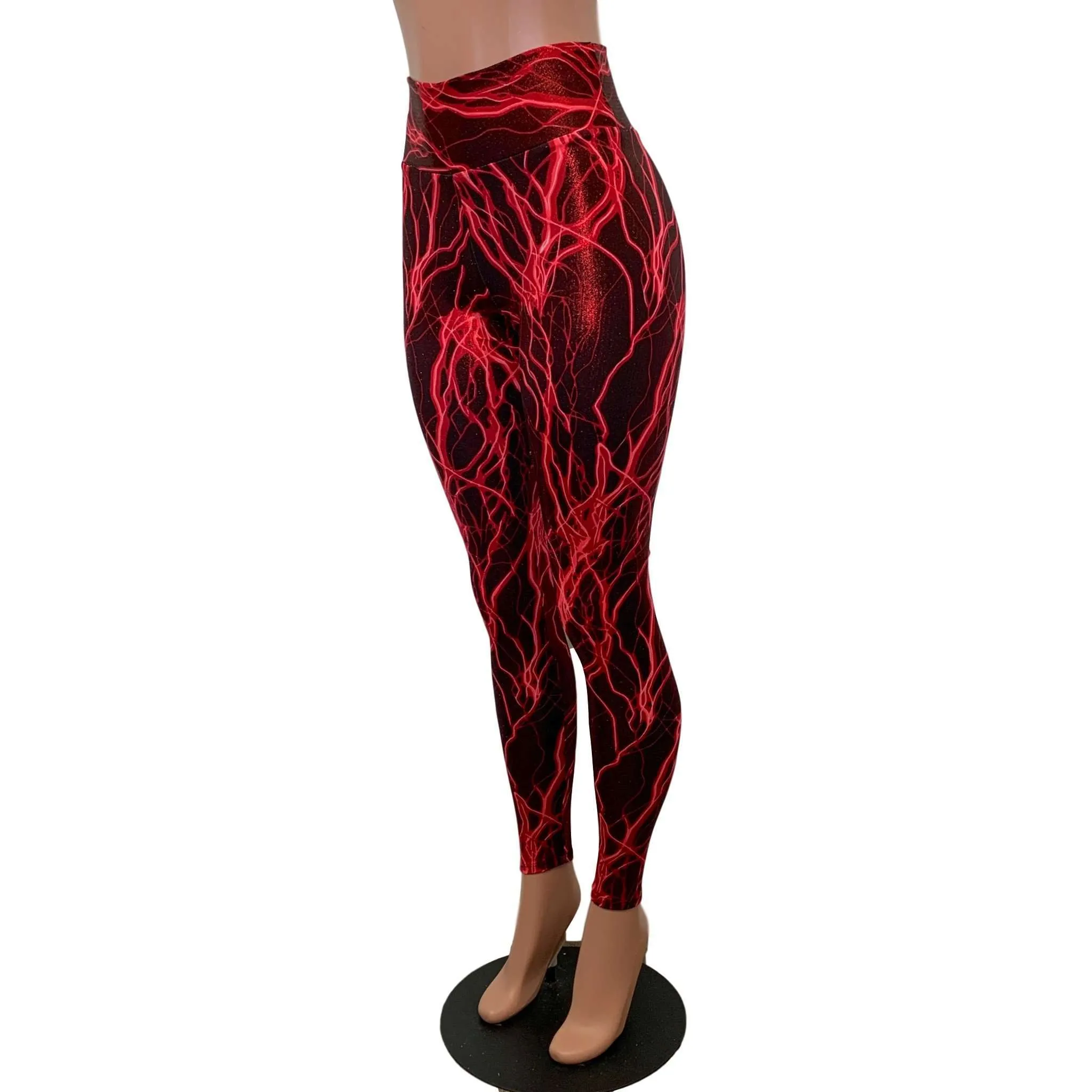 Red Lightning High Waist Leggings