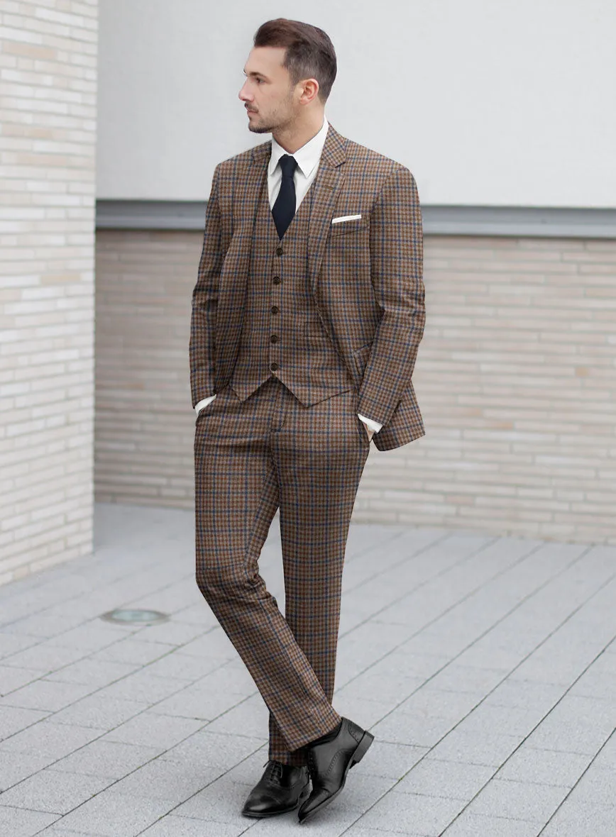 Reda Baez Brown Checks Wool Suit